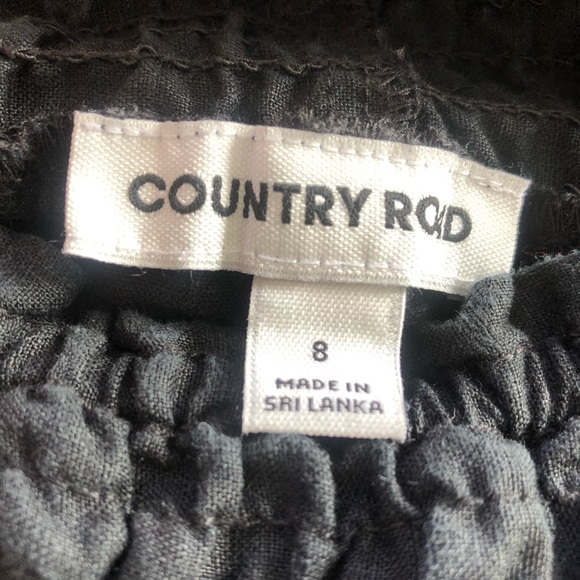 🌿 COUNTRY ROAD 🌿black wide leg elasticised waistline French linen pants size 8 - Picture 5 of 6